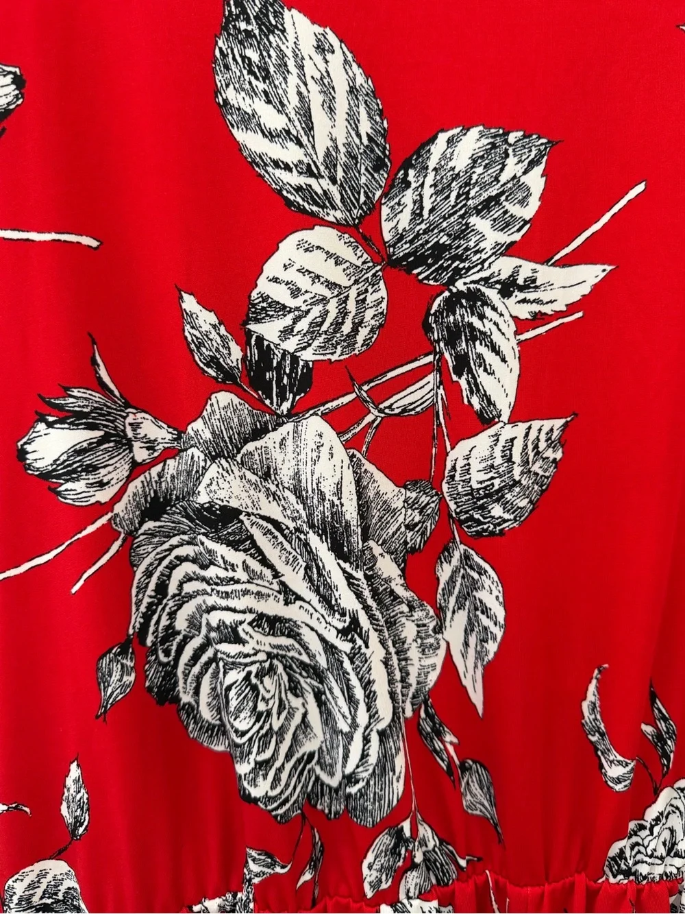 Shelby & Palmer Faux Wrap Romper Womens Sz 3X Red Black White Floral Surplice